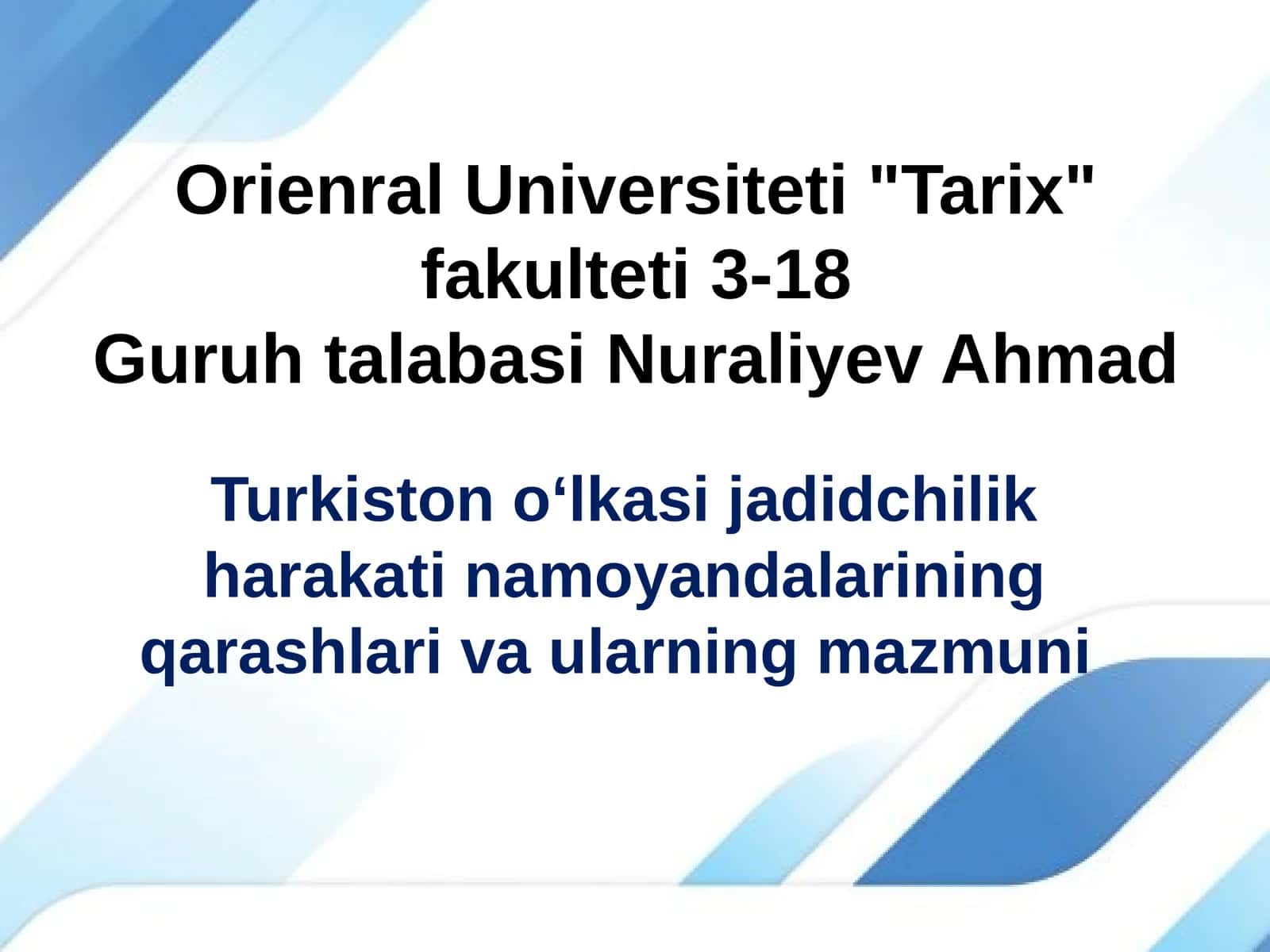 Jadidchilik Harakati va O'lkaga Mustamlakachilik Zulmi