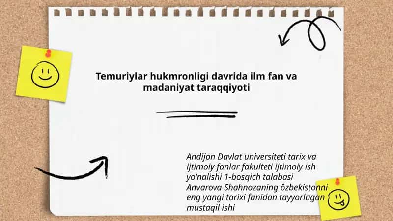 Ôzbekistonni eng yangi tarixi fanidan tayyorlagan mustaqil ish