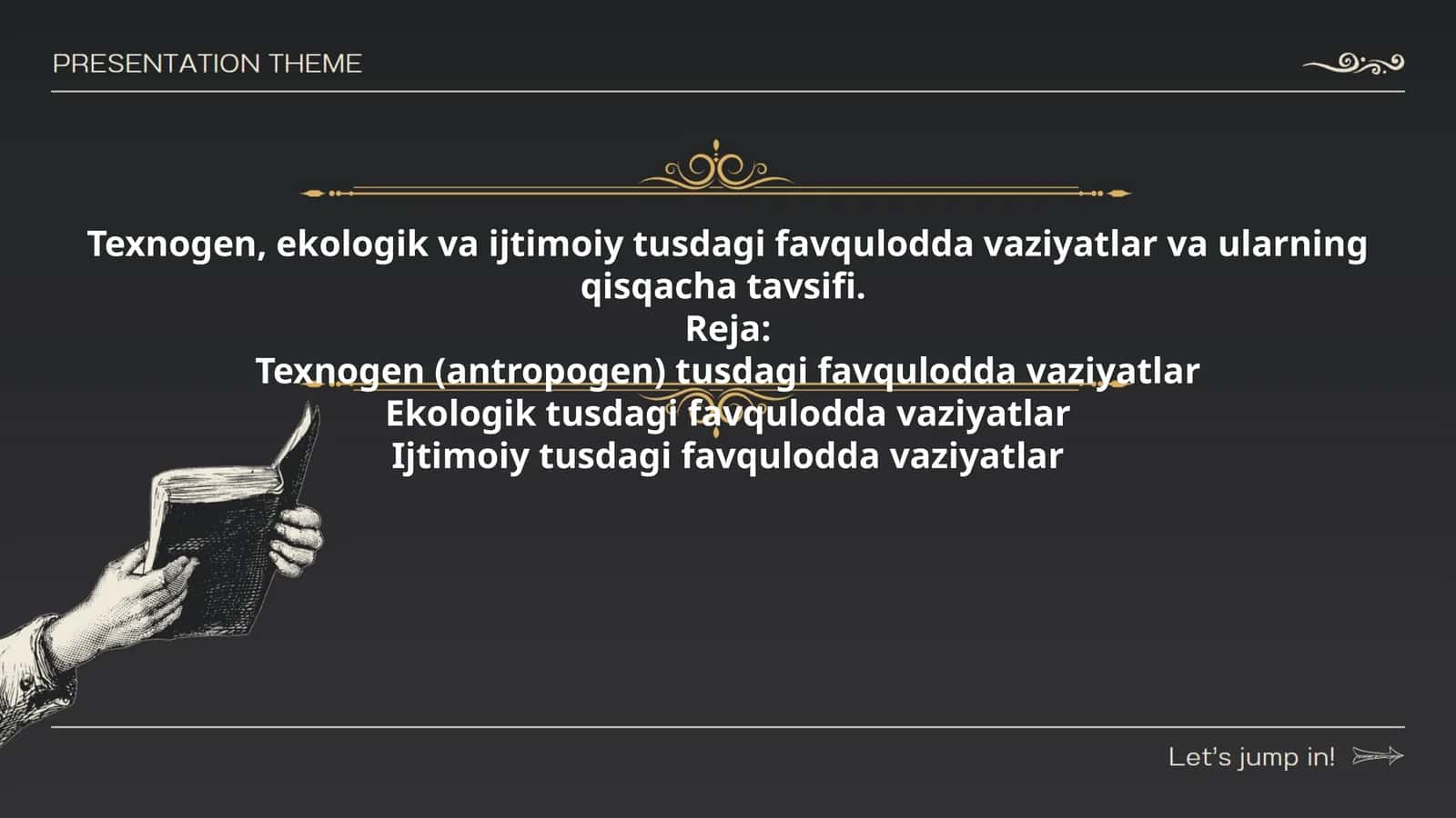 Texnogen, ekologik va ijtimoiy tusdagi favqulodda vaziyatlar va ularning qisqacha tavsifi