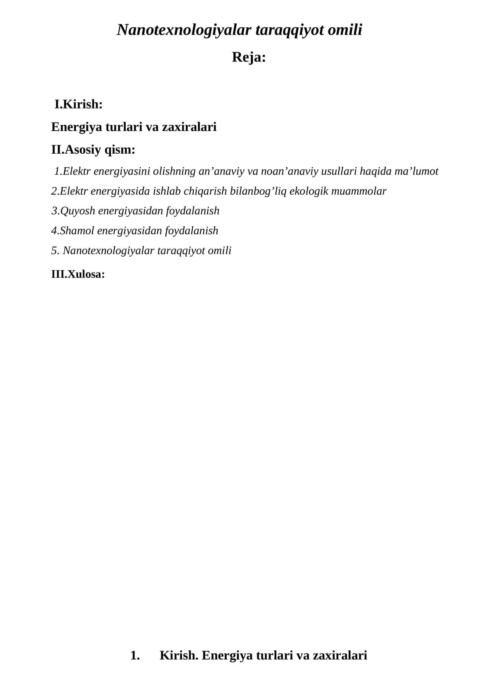 Nanotexnologiyalar taraqqiyot omili