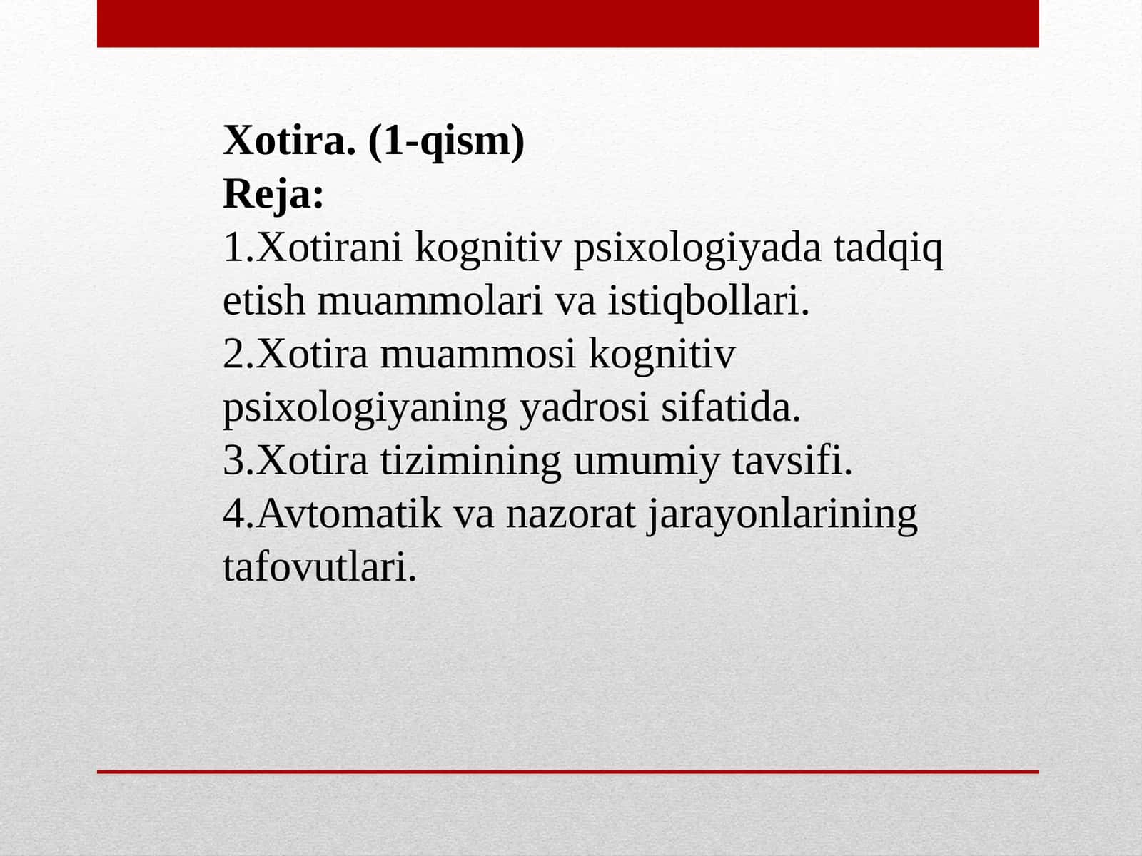 Xotira. (1-qism)