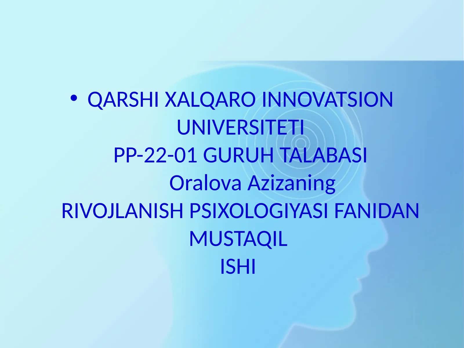 O’spirinlikdavri Psixologiyasi