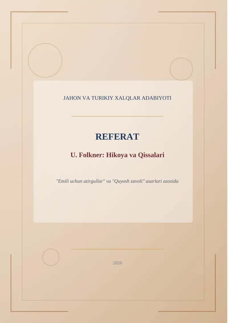 U. Folkner: Hikoya va Qissalari