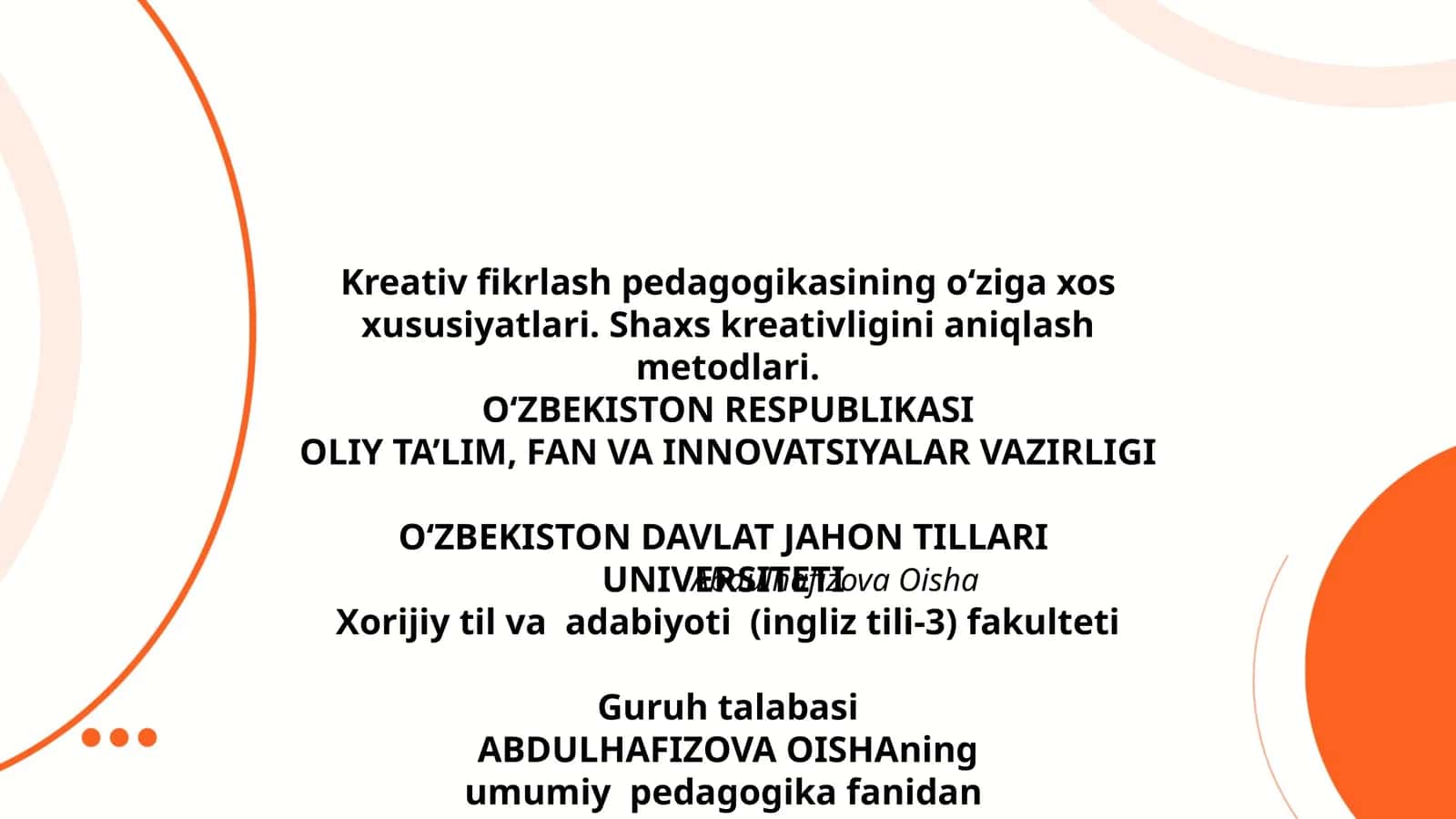 Kreativ fikrlash pedagogikasi