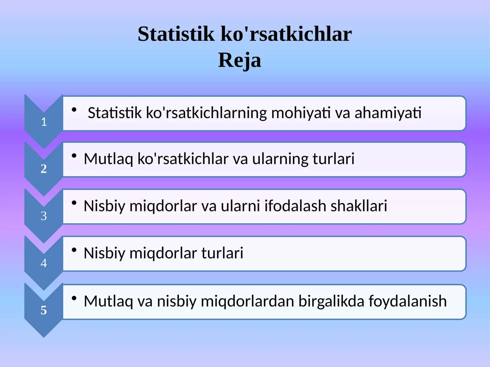Statistik ko'rsatkichlar