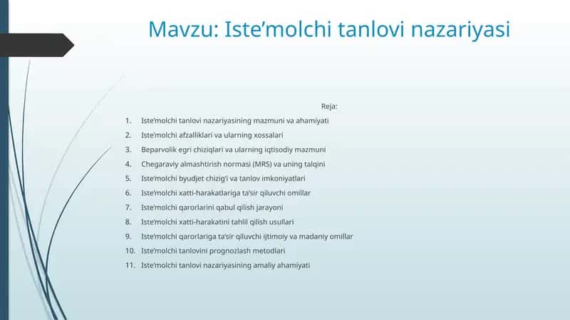 Iste’molchi tanlovi nazariyasi