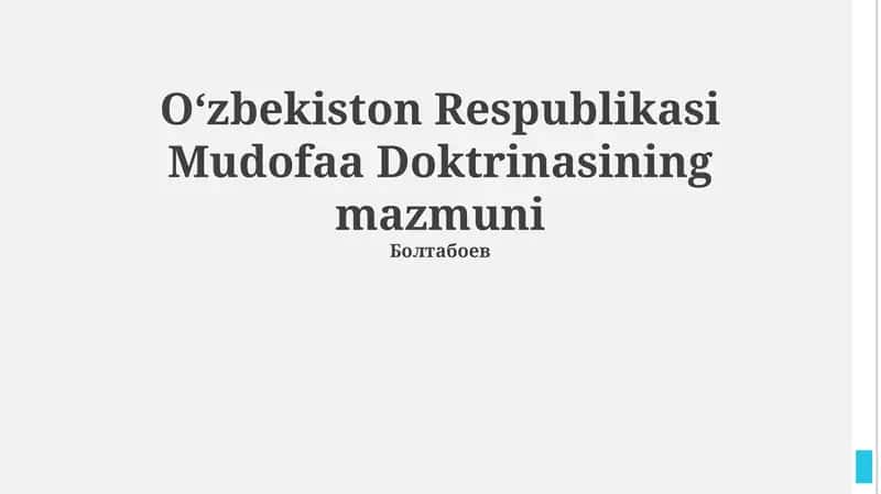 Mudofaa Doktrinasining mazmuni