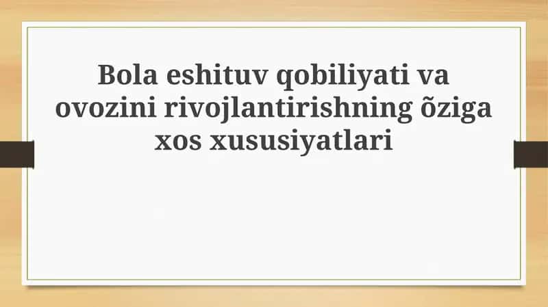 Eshitish va Nutqning Rivojlanish Bosqichlari