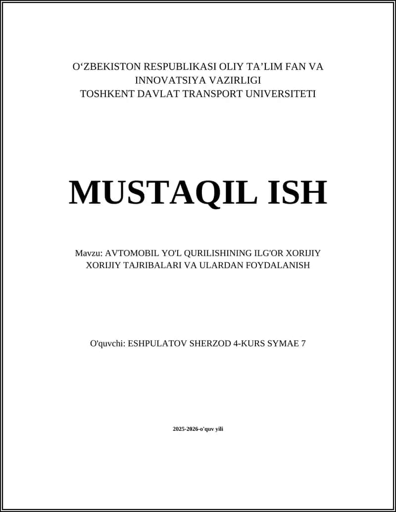 Yevropa Ilg'or Yo'l Qurilish Texnologiyalari