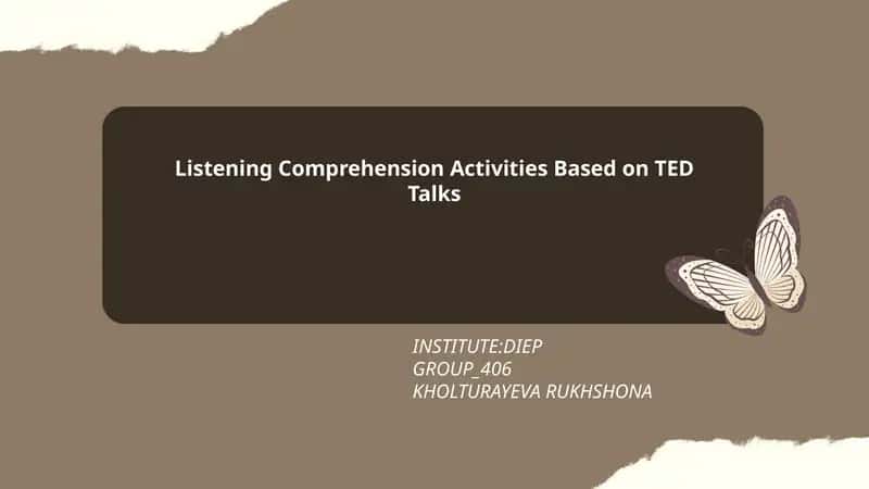 Listening Comprehension Activities Based on TED Talks