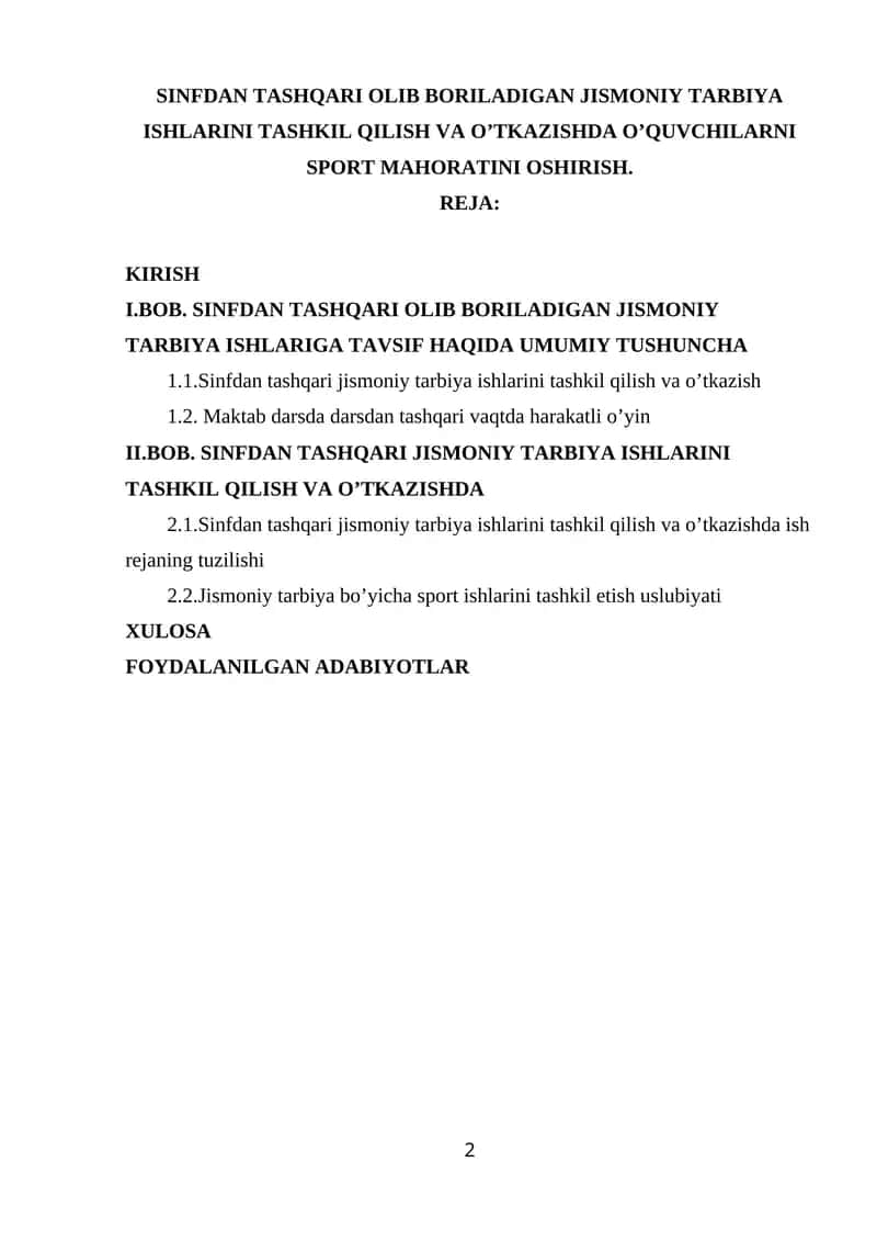 Jismoniy Tarbiya Ishlari