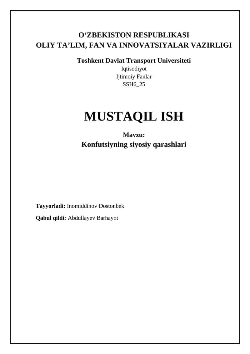 Konfutsiyning davlat boshqaruvi nazariyalari Sharq falsafasi va siyosiy tafakkur tarixida