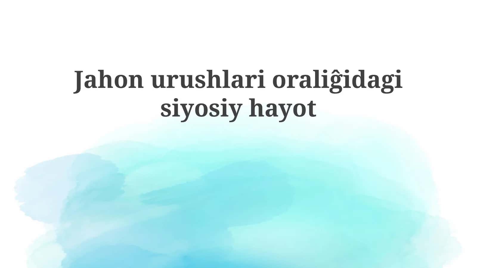 Dunyo urushlari oralig'idagi siyosiy hayot