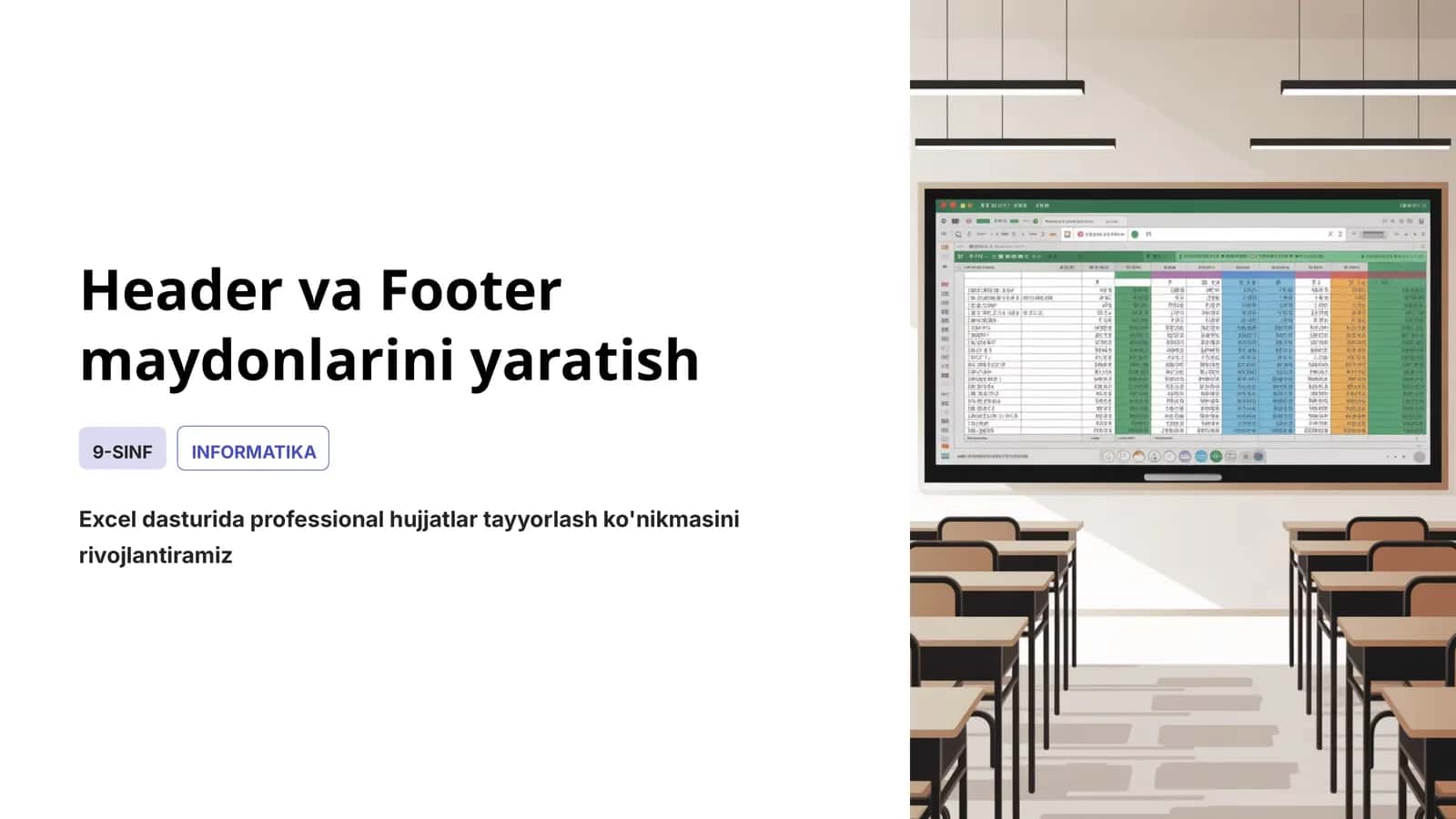 Header va Footer maydonlarini yaratish