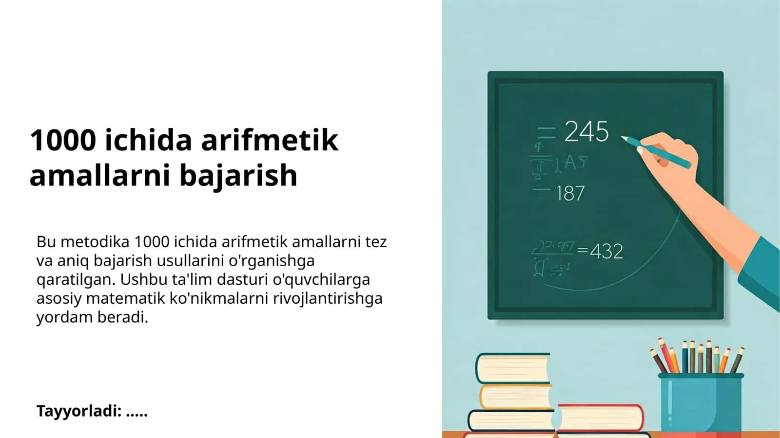 1000 ichida arifmetik amallarni bajarish