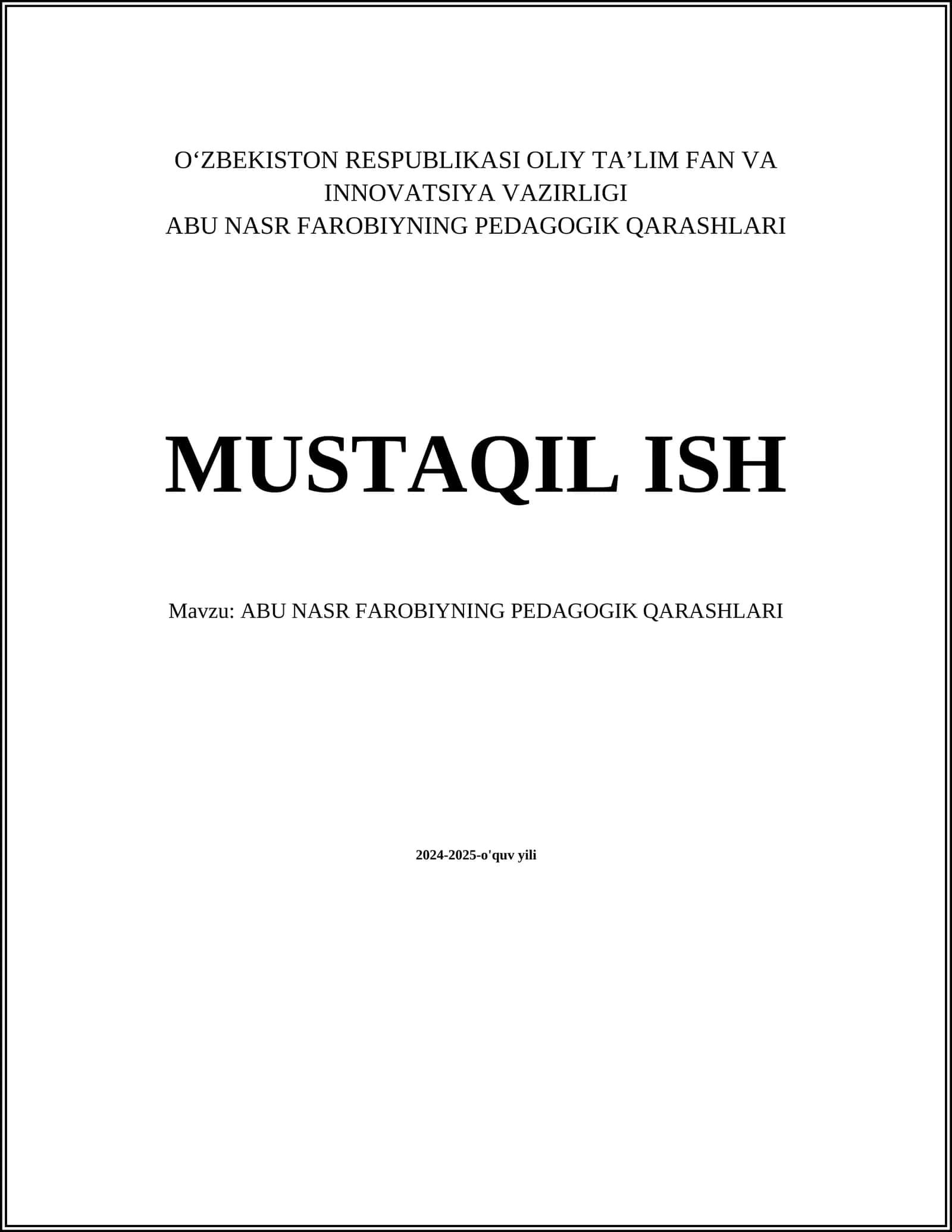 ABU NASR FAROBIYNING PEDAGOGIK QARASHLARI