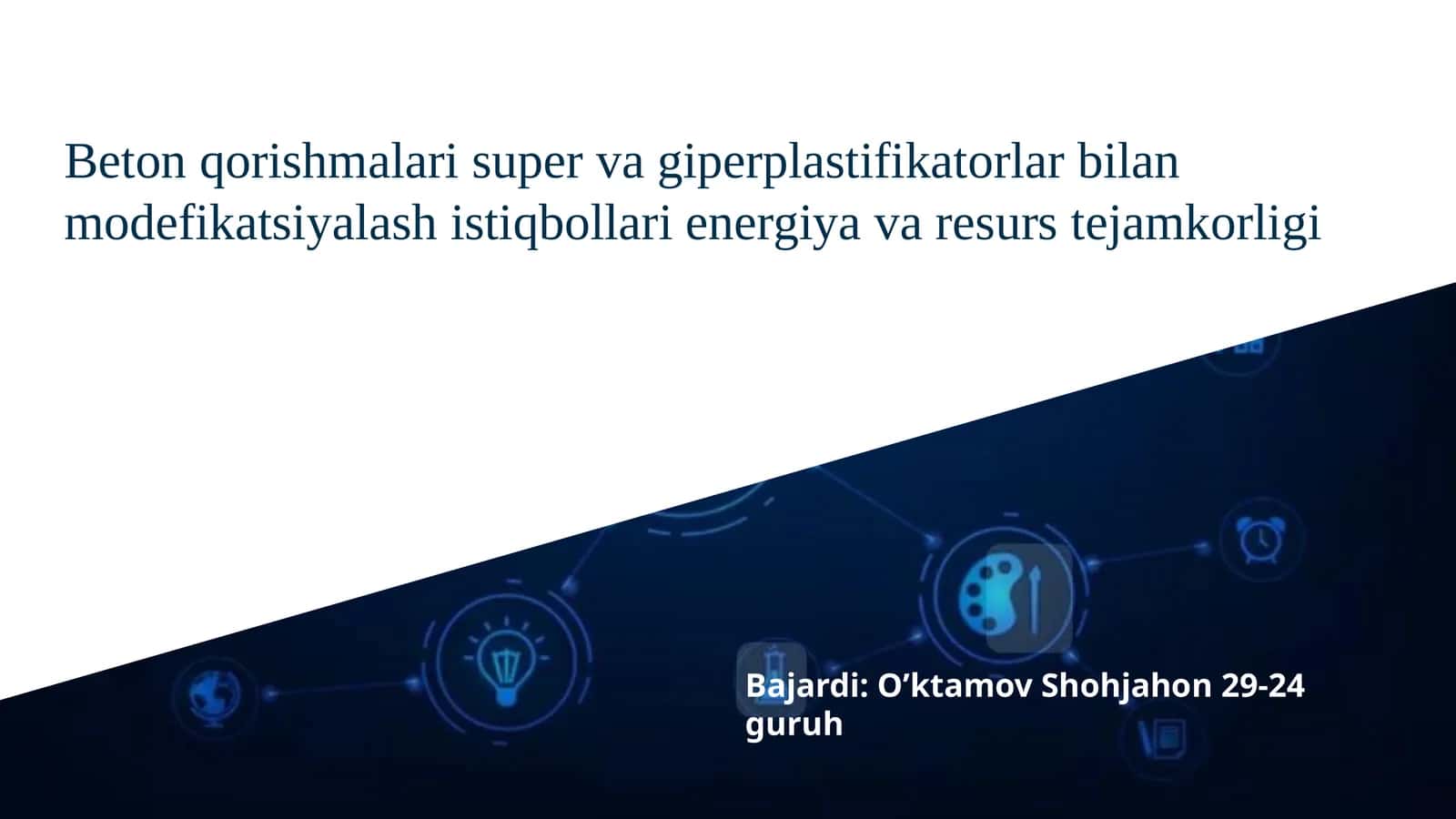 Beton qorishmalari super va giperplastifikatorlar bilan modefikatsiyalash istiqbollari energiya va resurs tejamkorligi