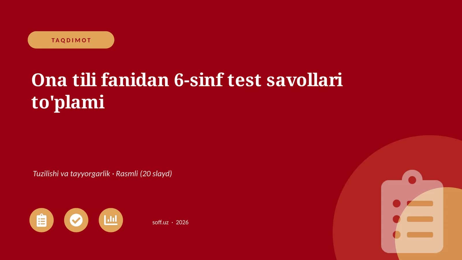 Ona tili fanidan 6-sinf test savollari to'plami