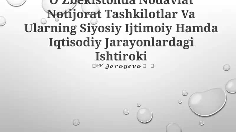 Oʻzbekistonda Nodavlat Notijorat Tashkilotlar Va Ularning Siyosiy Ijtimoiy Hamda Iqtisodiy Jarayonlardagi Ishtiroki