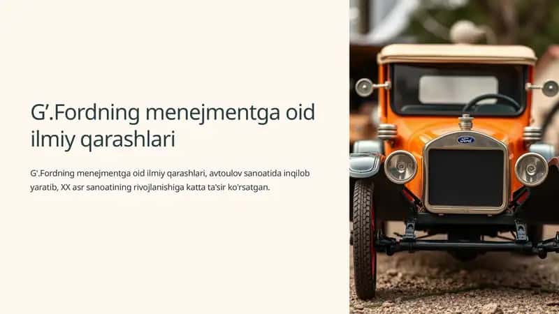 G'.Fordning menejmentga oid ilmiy qarashlari