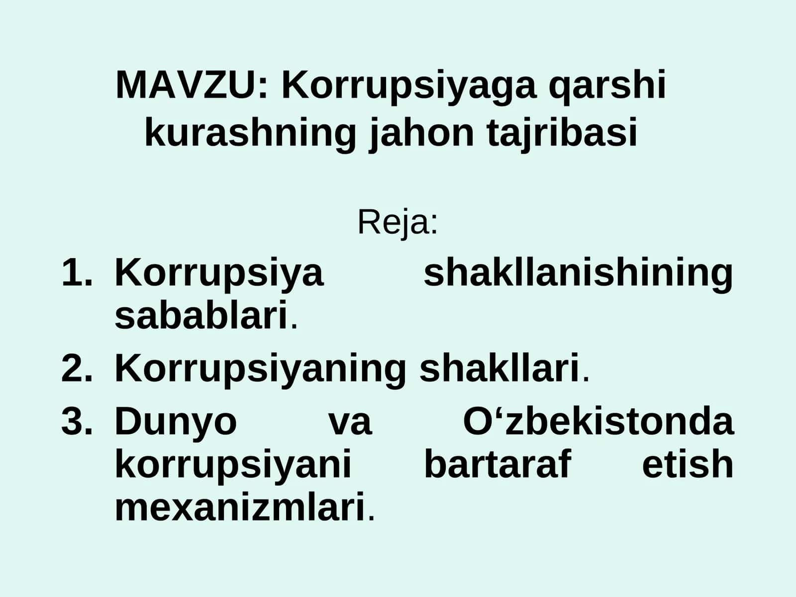 Korrupsiyaga qarshi kurashning jahon tajribasi