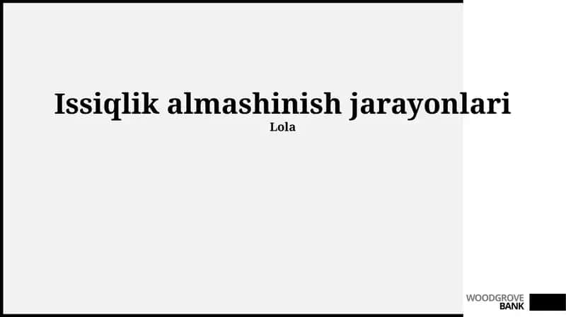 Issiqlik almashinish jarayonlari