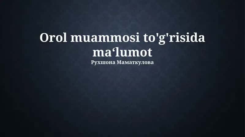 Orol muammosi