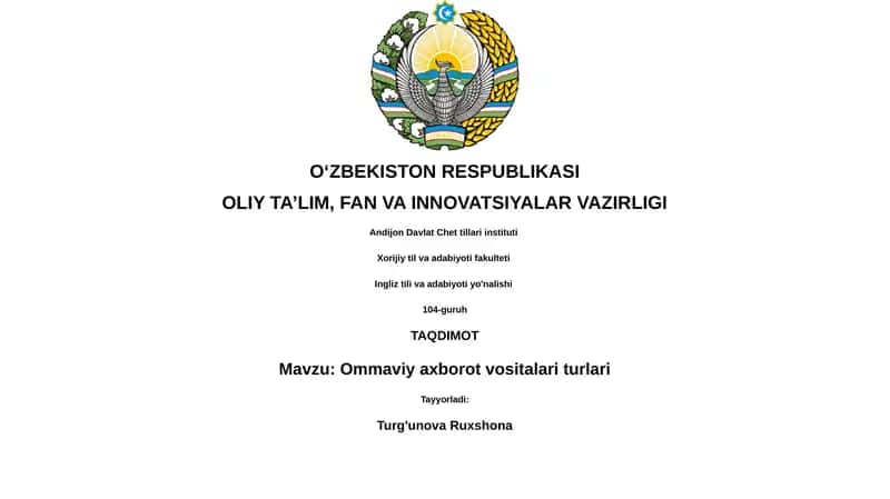 Ommaviy axborot vositalari turlari