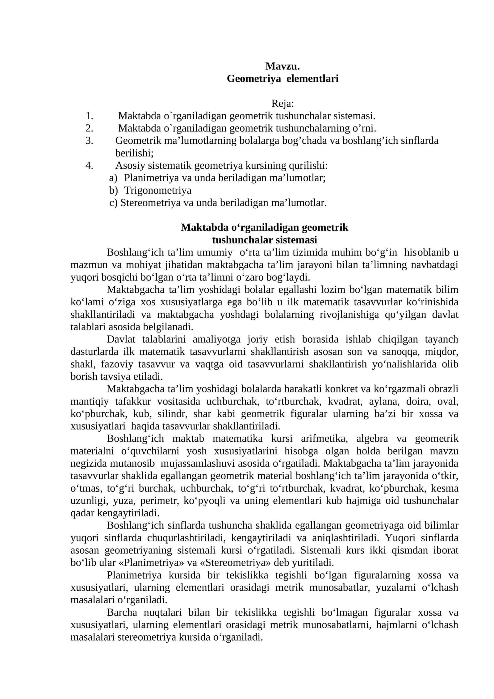 Geometriya elementlari