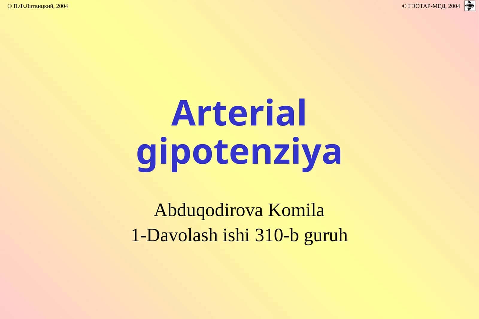 Arterialgipotenziya