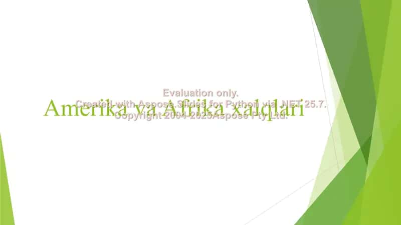Etnologiya Afrika va Amerika xalqlari