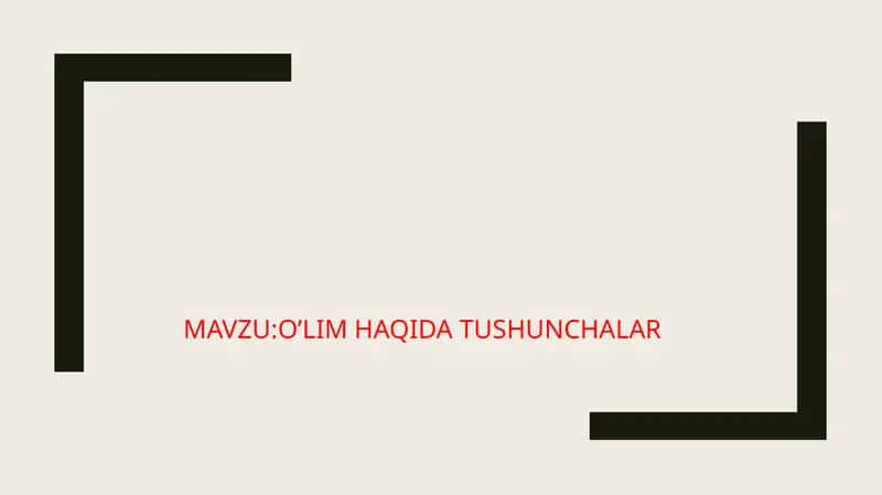 O’lim haqida tushuncha