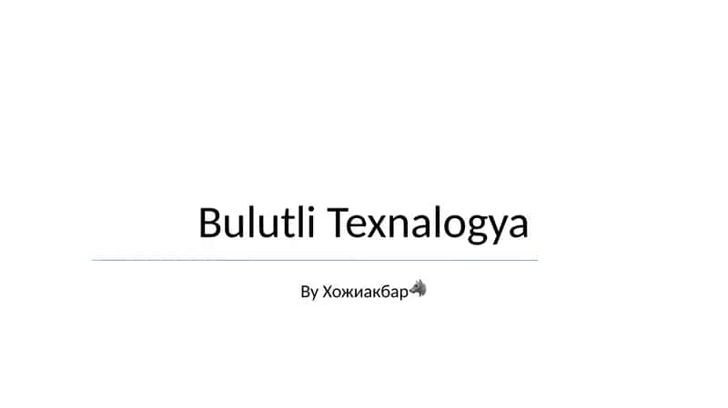 Bulutli Texnalogya