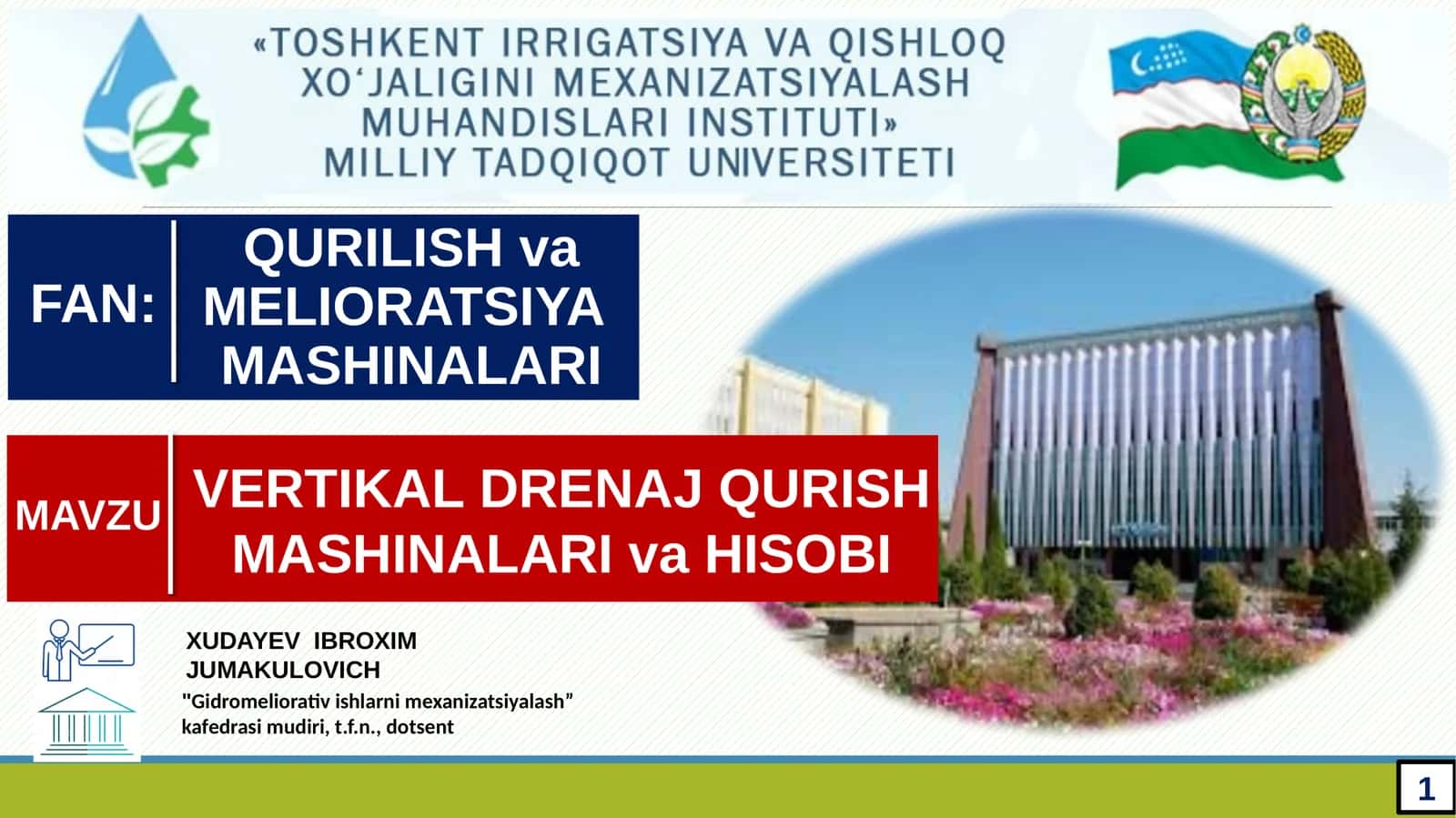 VERTIKAL DRENAJ QURISH MASHINALARIvaHISOBI
