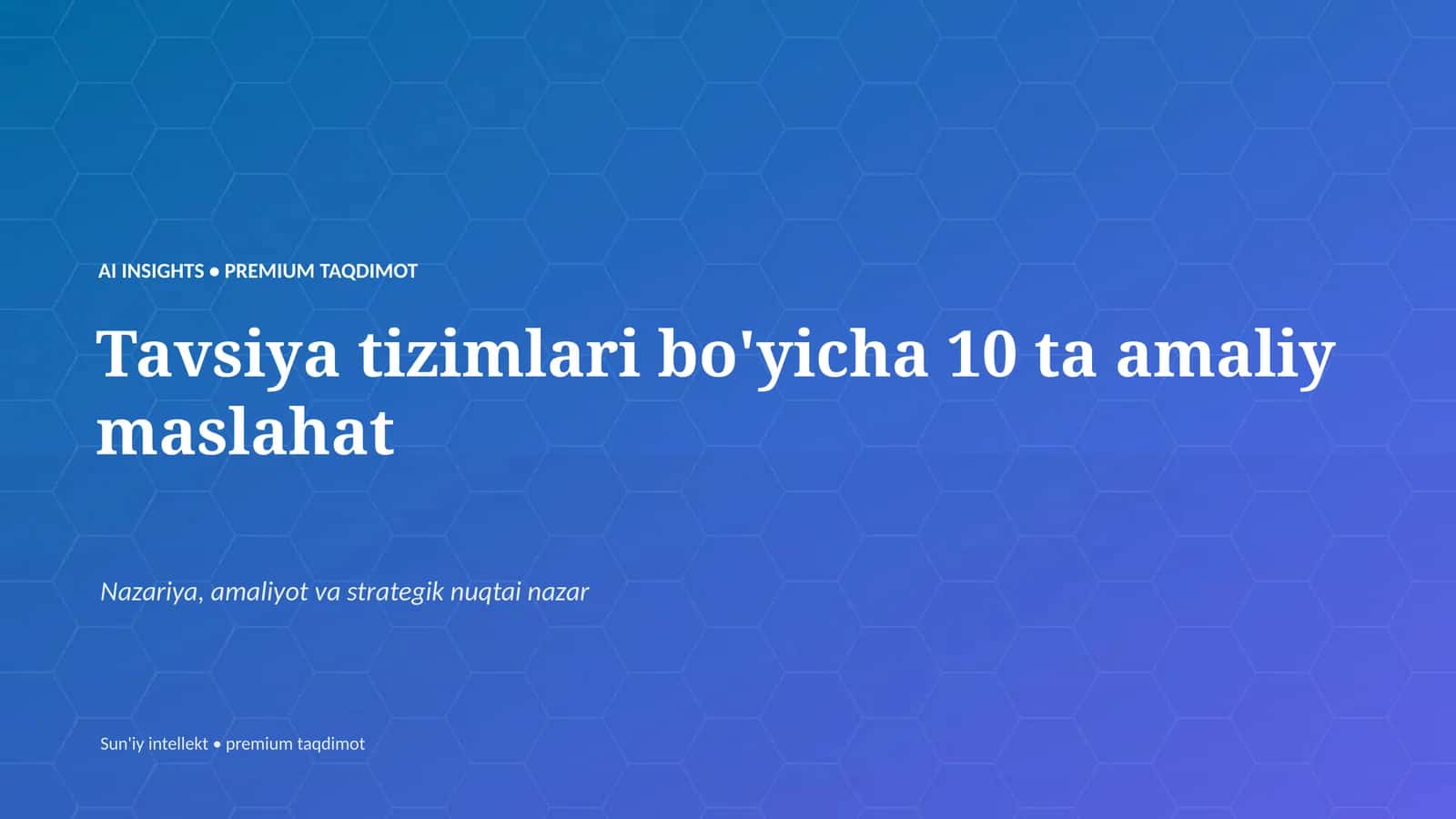 Sun'iy intellekt • premium taqdimot