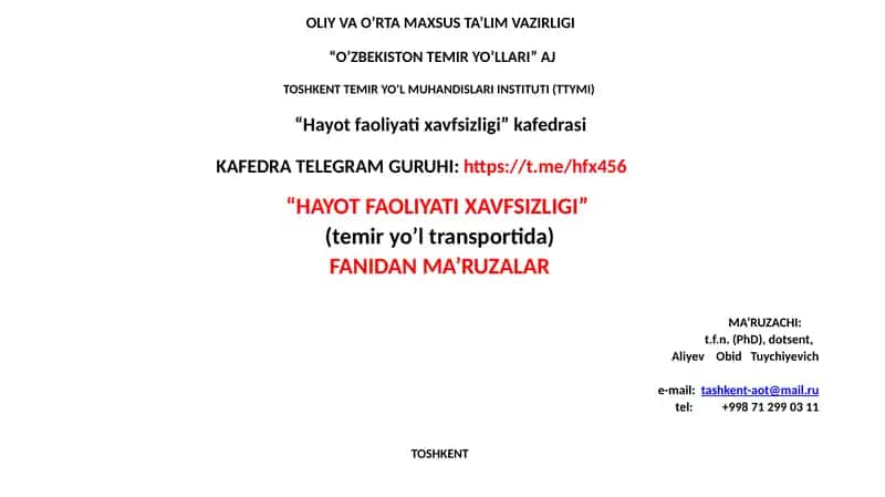 Elektr xavfsizligi asoslari
