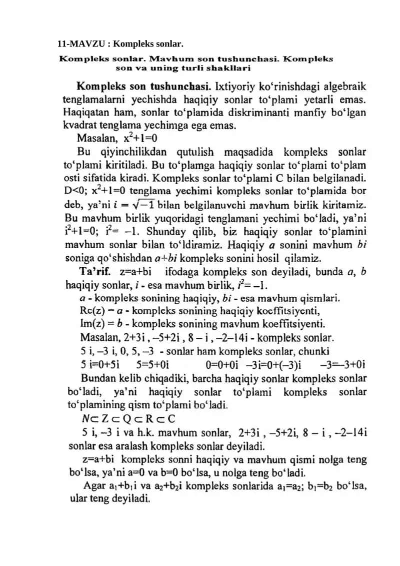 Kompleks sonlar