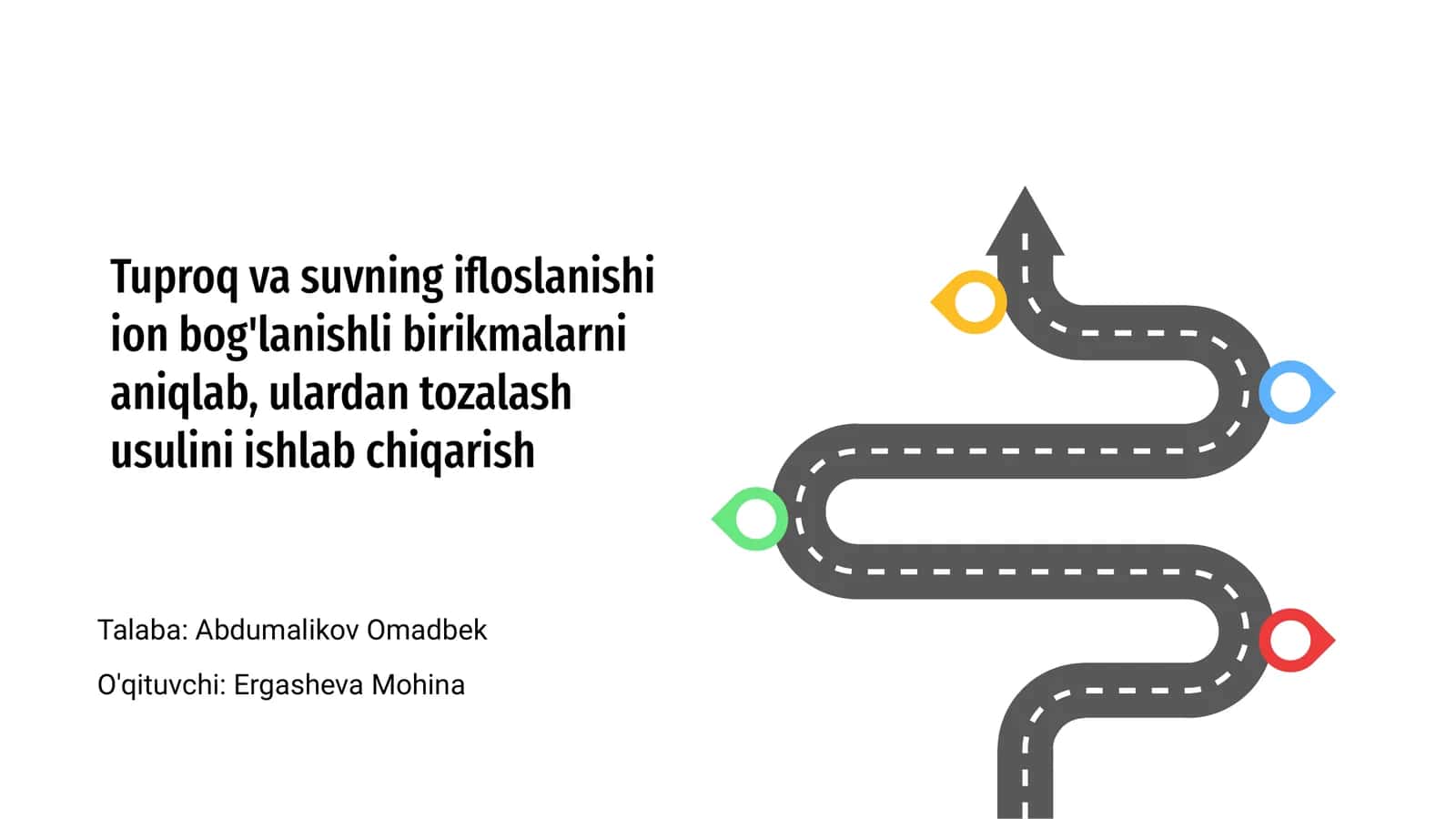 Tuproq va suvning ifloslanishi ion bog'lanishli birikmalarni aniqlab, ulardan tozalash usulini ishlab chiqarish