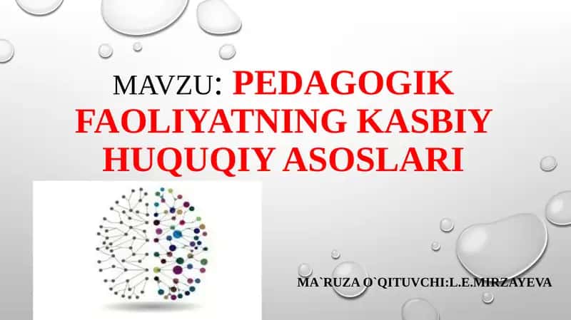 Pedagogik faoliyatning kasbiy huquqiyasoslari