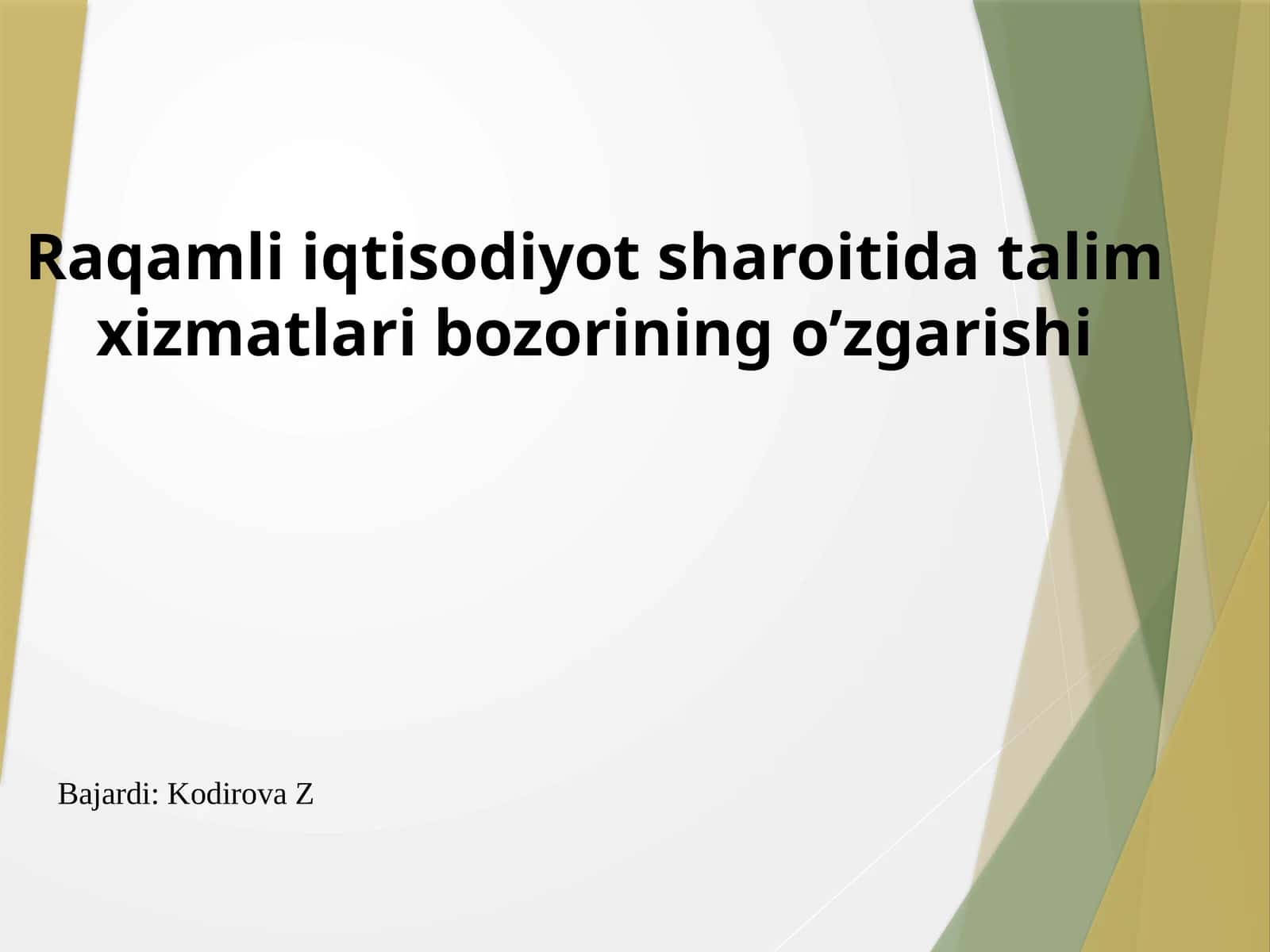 Raqamli iqtisodiyot sharoitida ta'lim xizmatlari bozorining o'zgarishi
