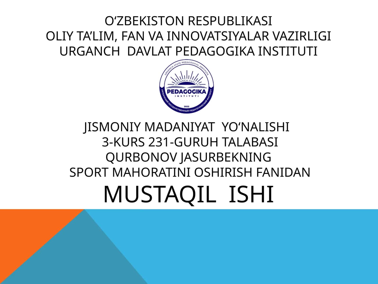 Voleybol o`yin mashqlar texnikasi usullarini o`rgatishni takomillashtirish va mahoratini oshirish