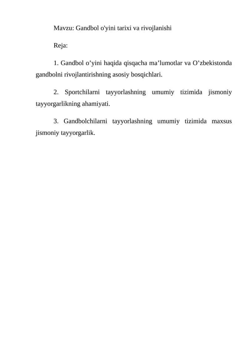 Gandbol o'yini tarixi va rivojlanishi