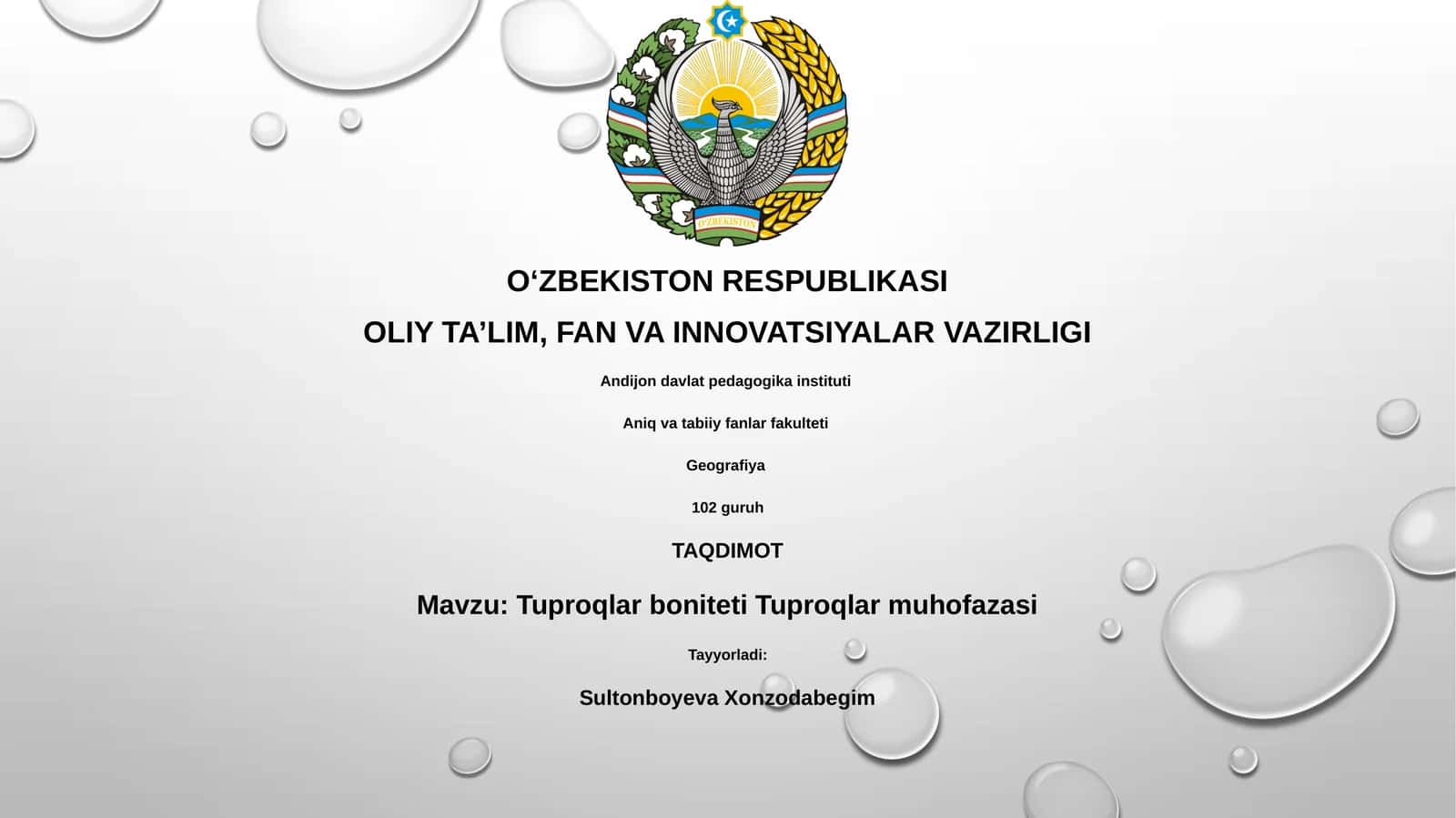 Tuproqlar boniteti Tuproqlar muhofazasi