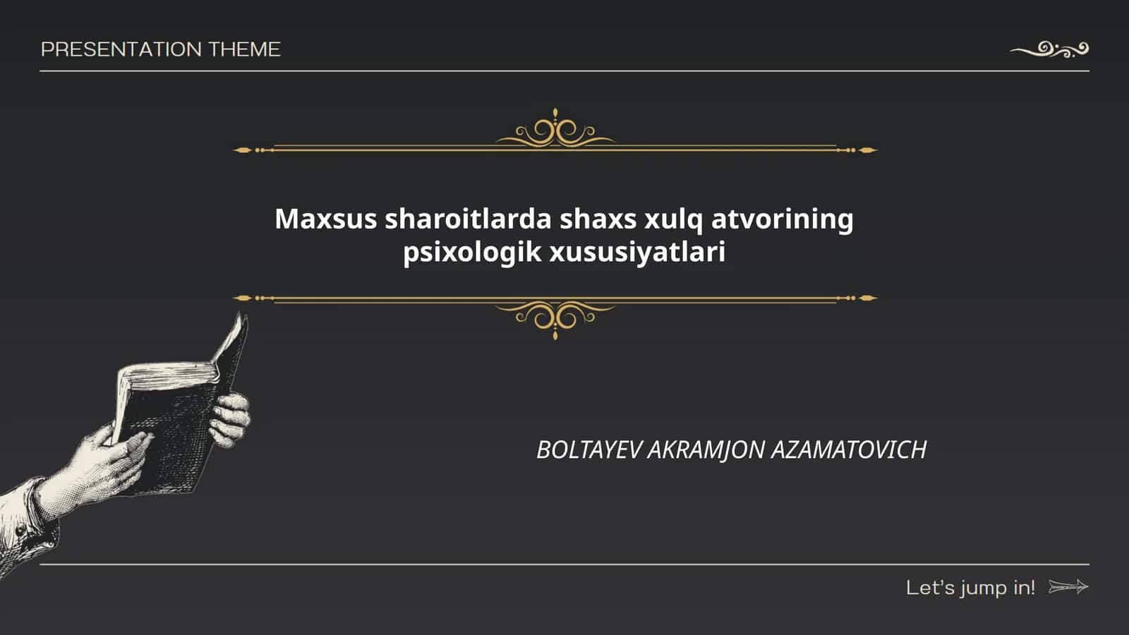 Maxsus sharoitlarda shaxs xulq atvorining psixologik xususiyatlari