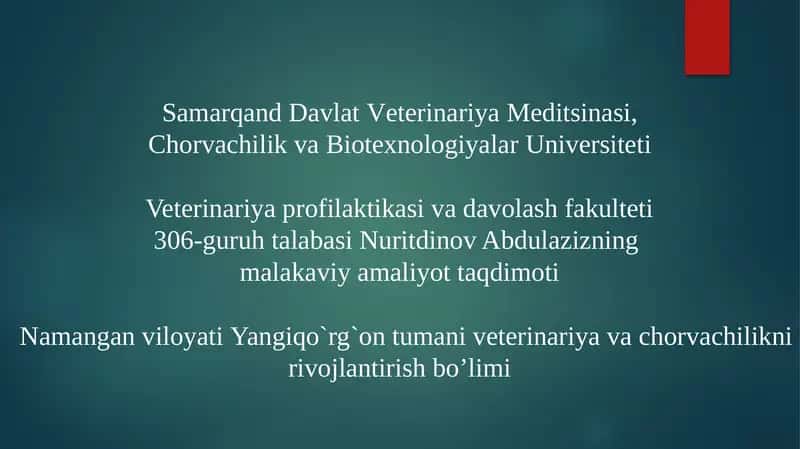 Samarqand Davlat Veterinariya Meditsinasi