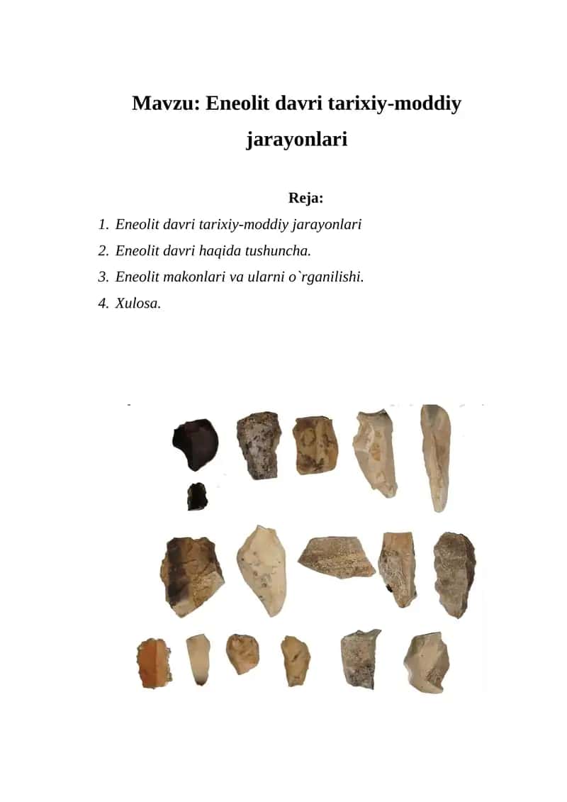Eneolit davri tarixiy-moddiy jarayonlari