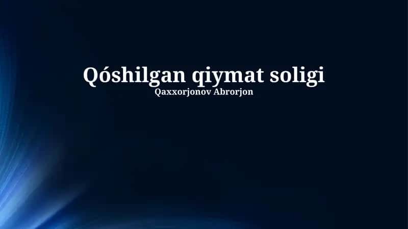 Qo'shilgan Qiymat Soligi