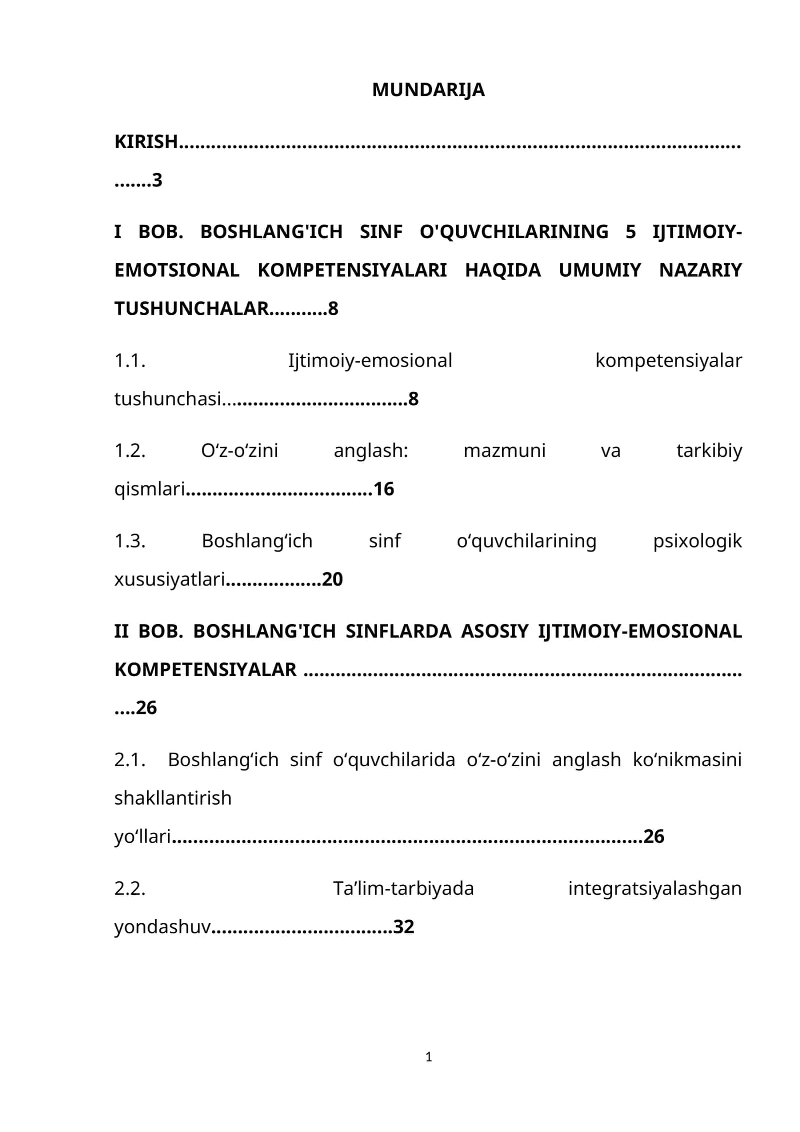 BOSHLANG'ICH SINF O'QUVCHILARINING IJTIMOIY-EMOTSIONAL KOMPETENSIYALARI