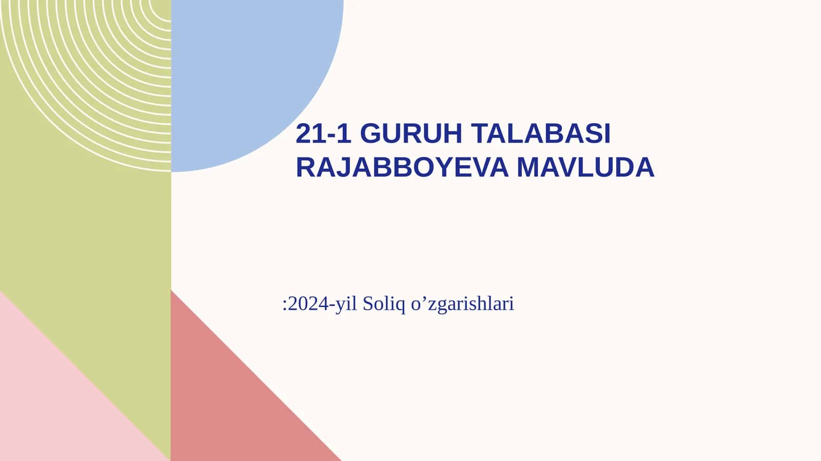 2024-yil Soliq o’zgarishlari