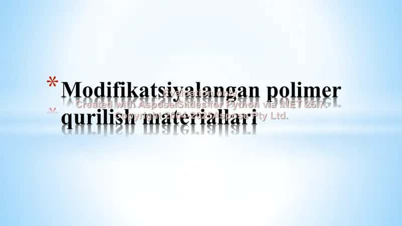 Modifikatsiyalangan polimer materiallar